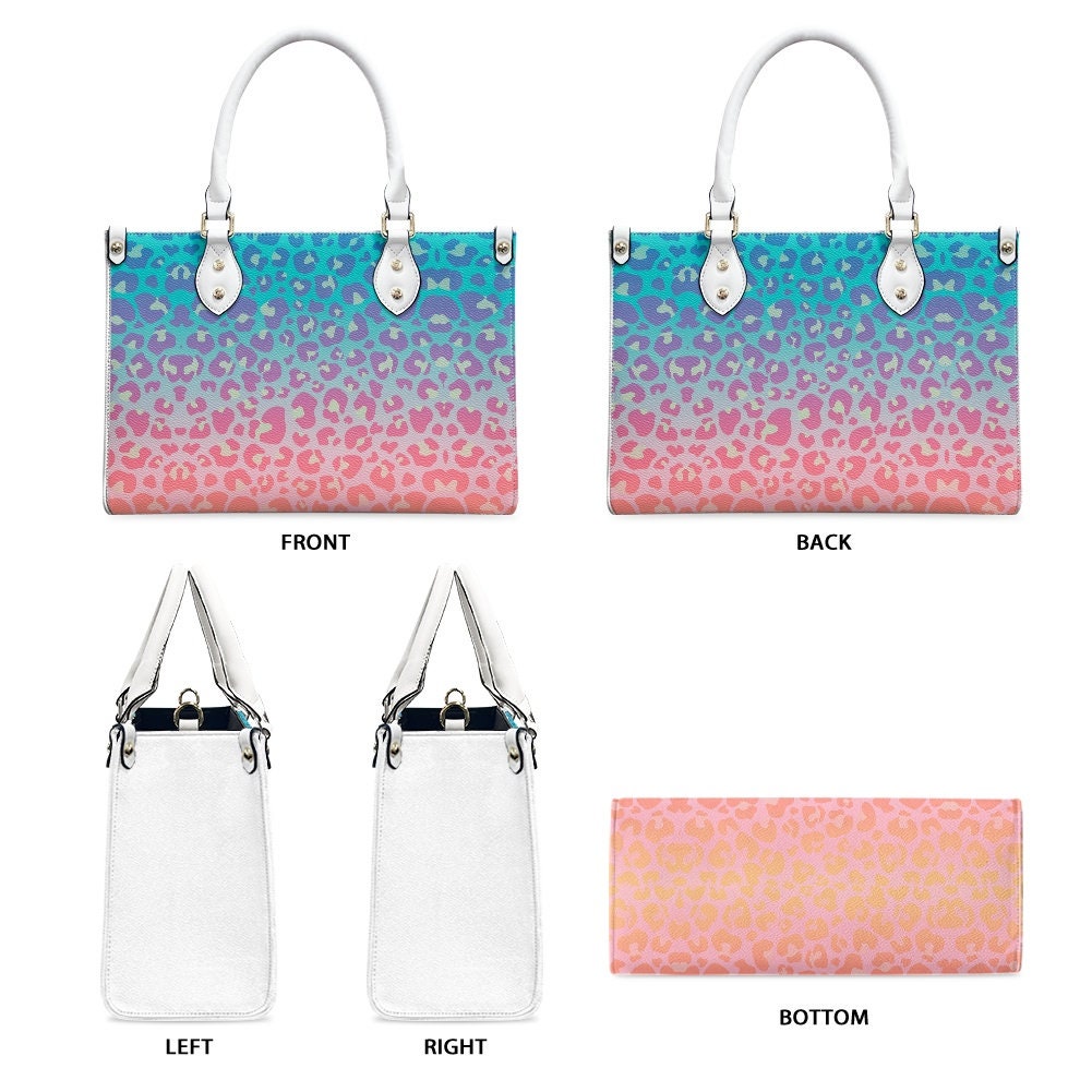 Pink Blue Ombre Leopard Print Purse