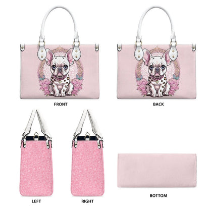 leopard print pink french bulldog frenchie purse bag