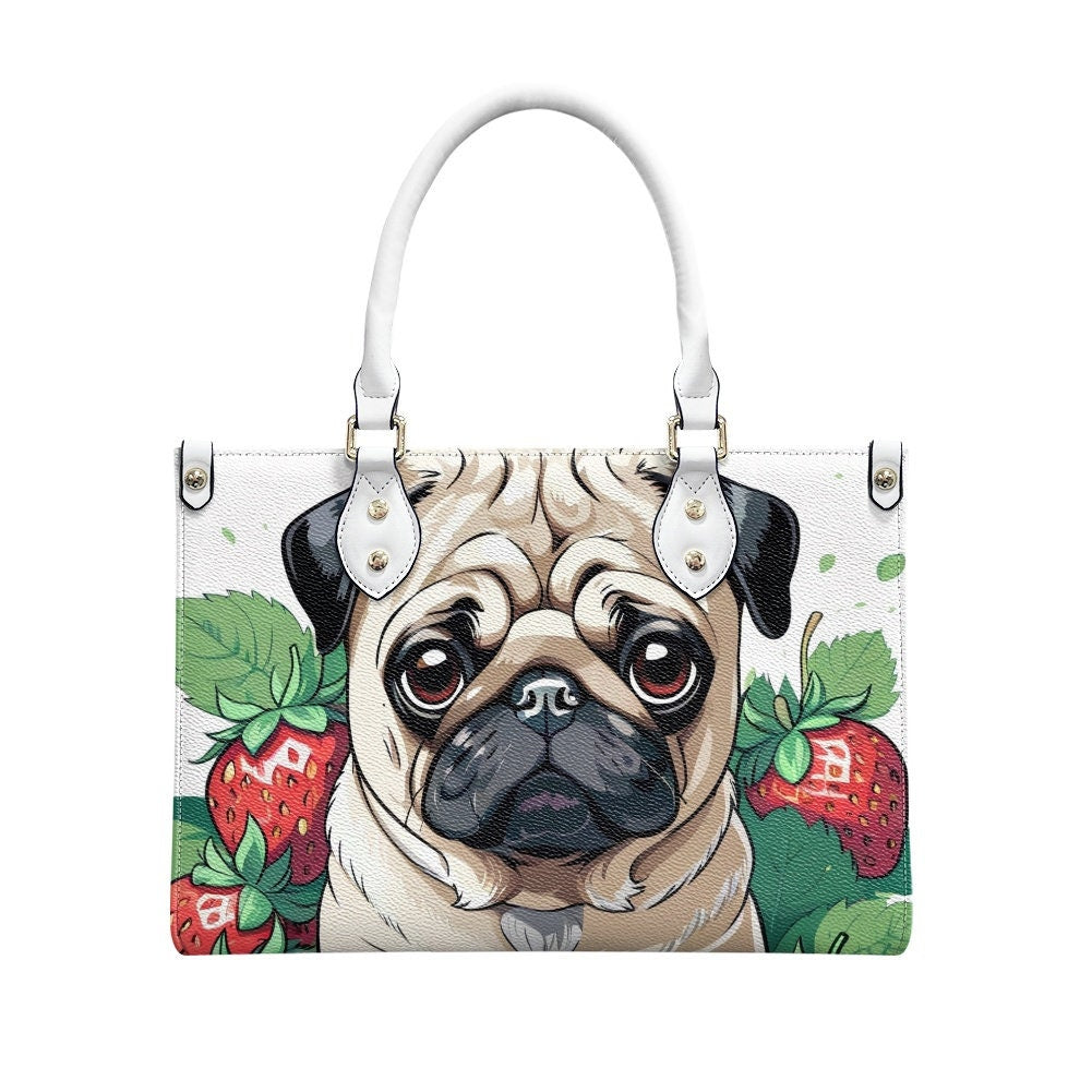 Pug Strawberry Bag Tote Purse