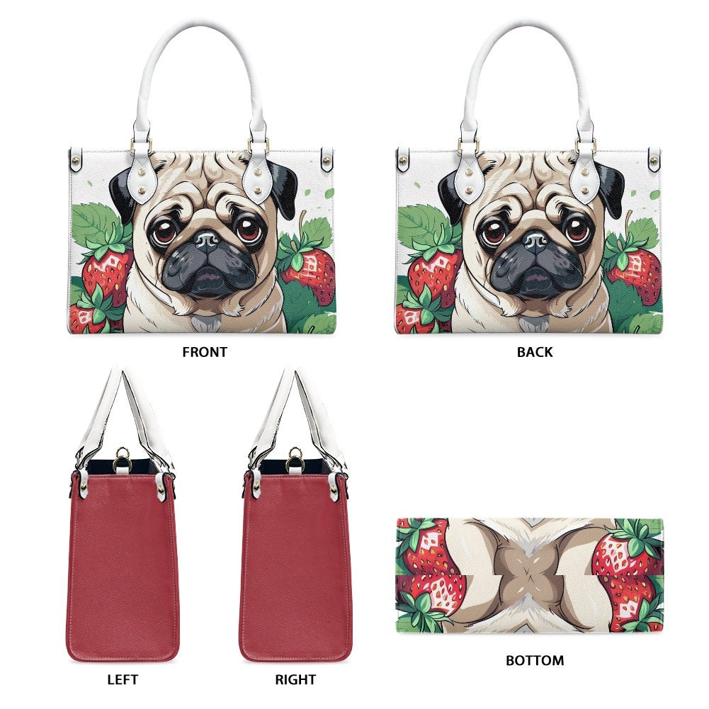 Pug Strawberry Bag Tote Purse