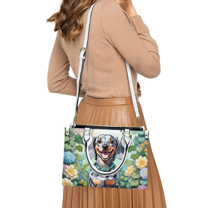 Smiling Floral Dachshund Bag Purse