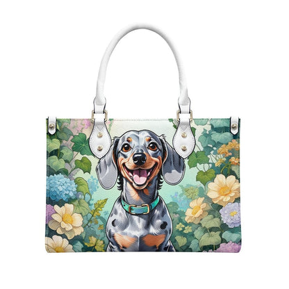 Smiling Floral Dachshund Bag Purse