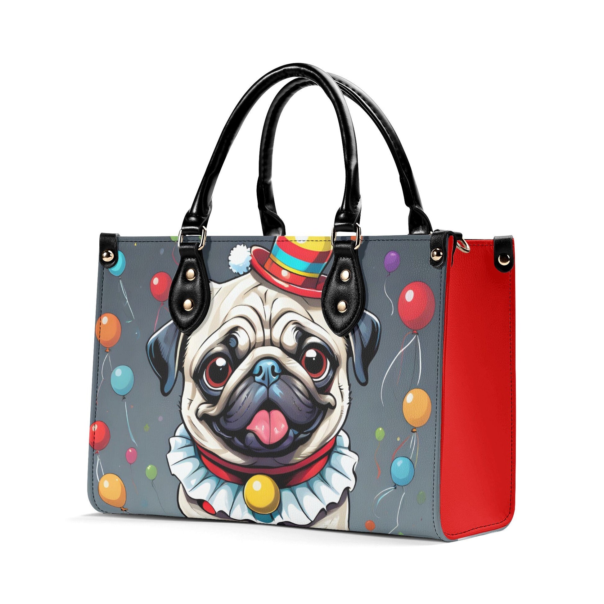 Clown Pug Luxury Women PU Leather Handbag