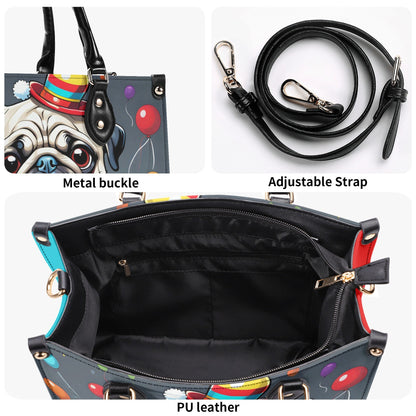 Clown Pug Luxury Women PU Leather Handbag