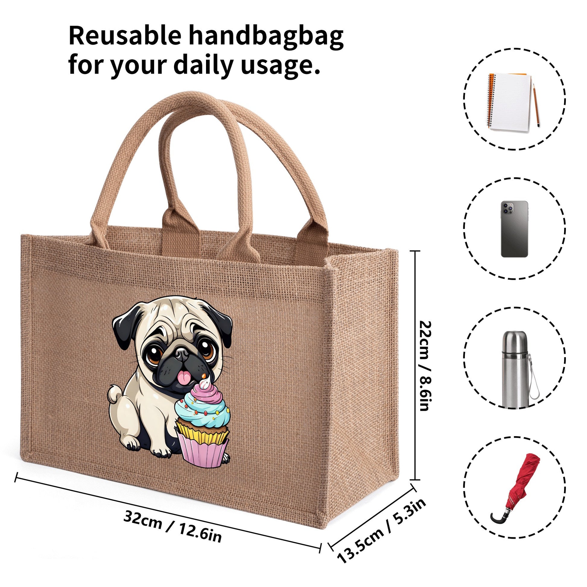 Custom Reusable Jute Burlap Tote Bags