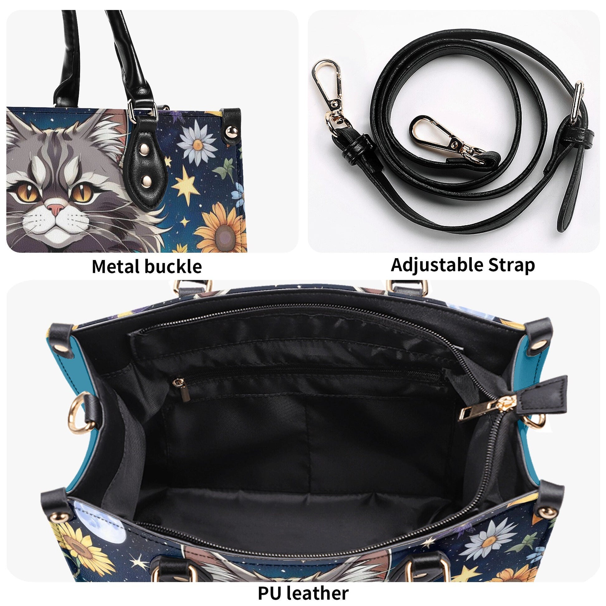 Mane Coon Cat Luxury Women PU Leather Handbag