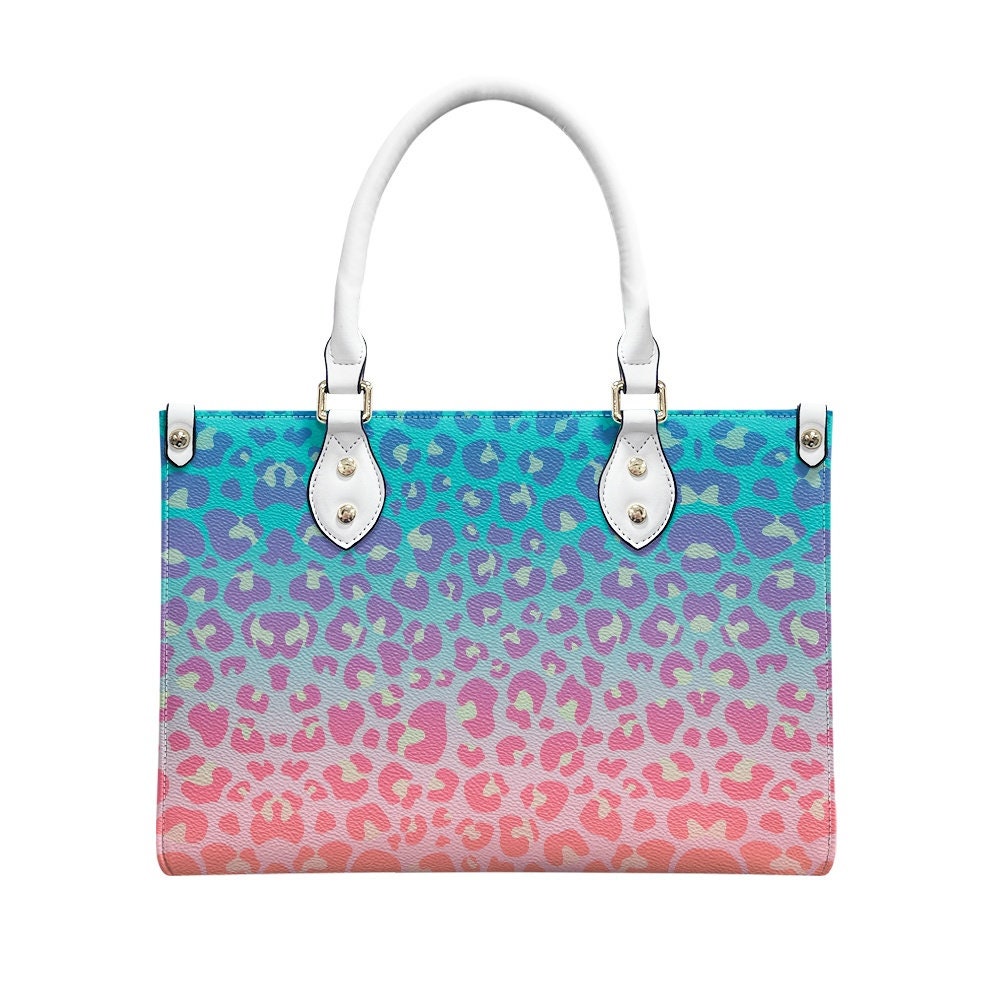 Pink Blue Ombre Leopard Print Purse