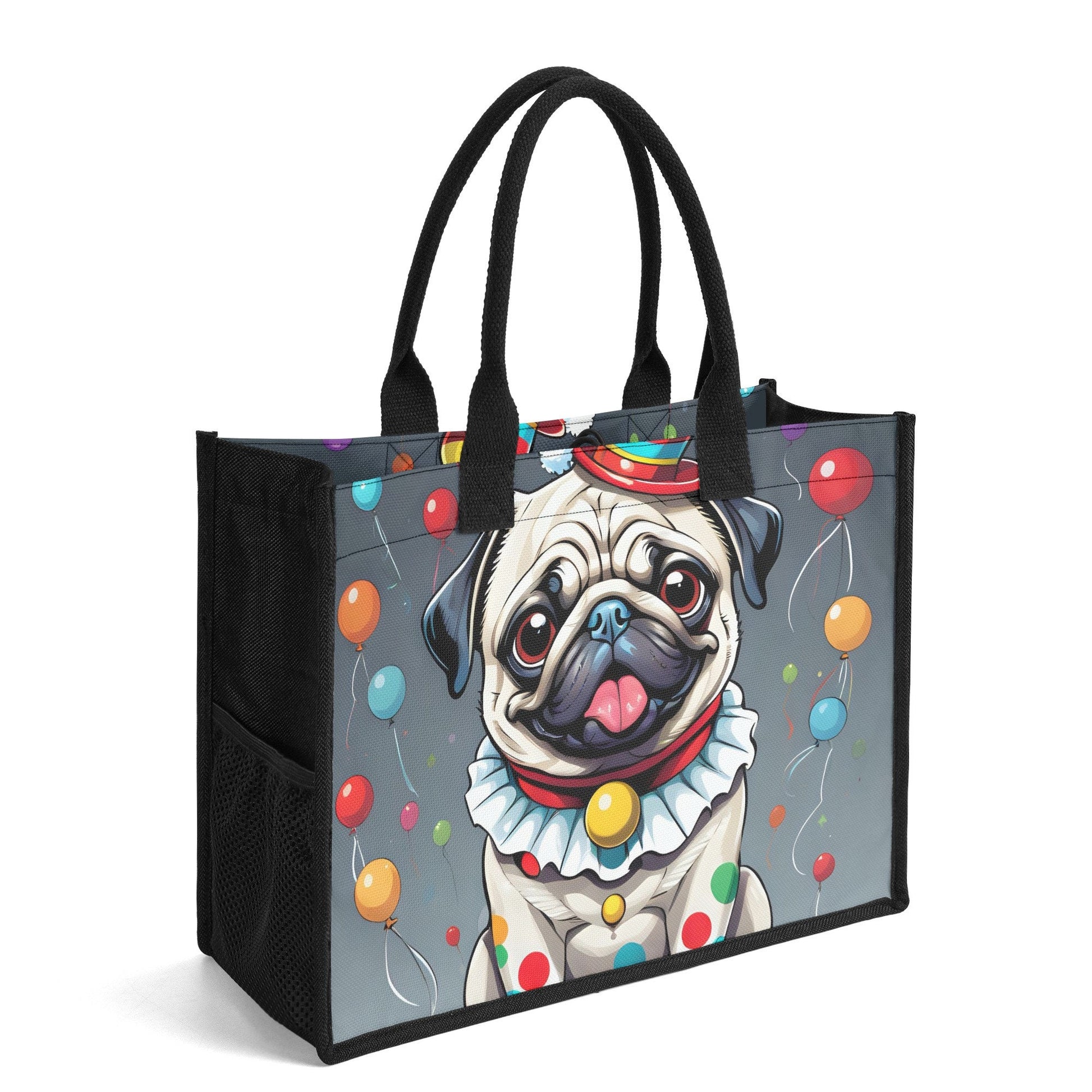 Pug Clown Premium All-Over Print Cavans Tote Bag（3 layers）