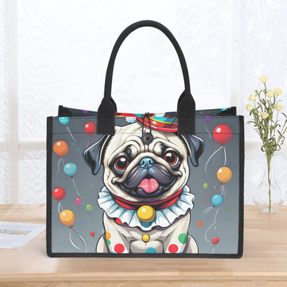 Pug Clown Premium All-Over Print Cavans Tote Bag（3 layers）