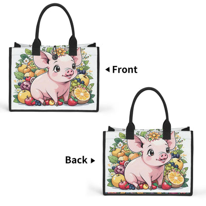 Pig Premium All-Over Print Cavans Tote Bag（3 layers）gift bag birthday bag market bag