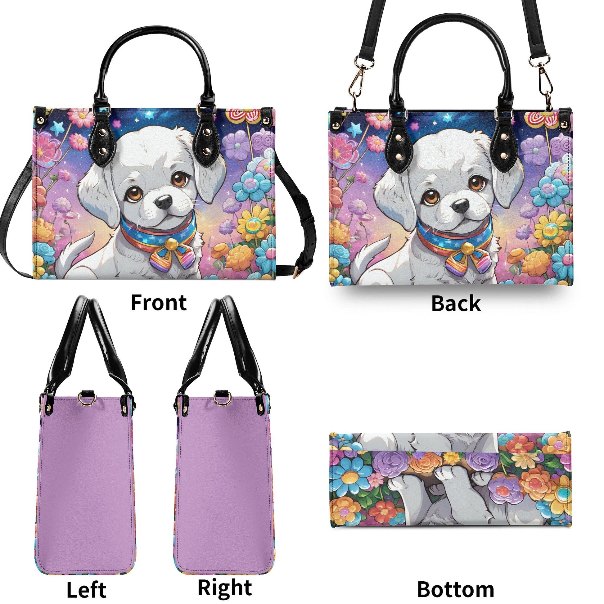 One Of A Kind Puppy Women PU Leather Handbag
