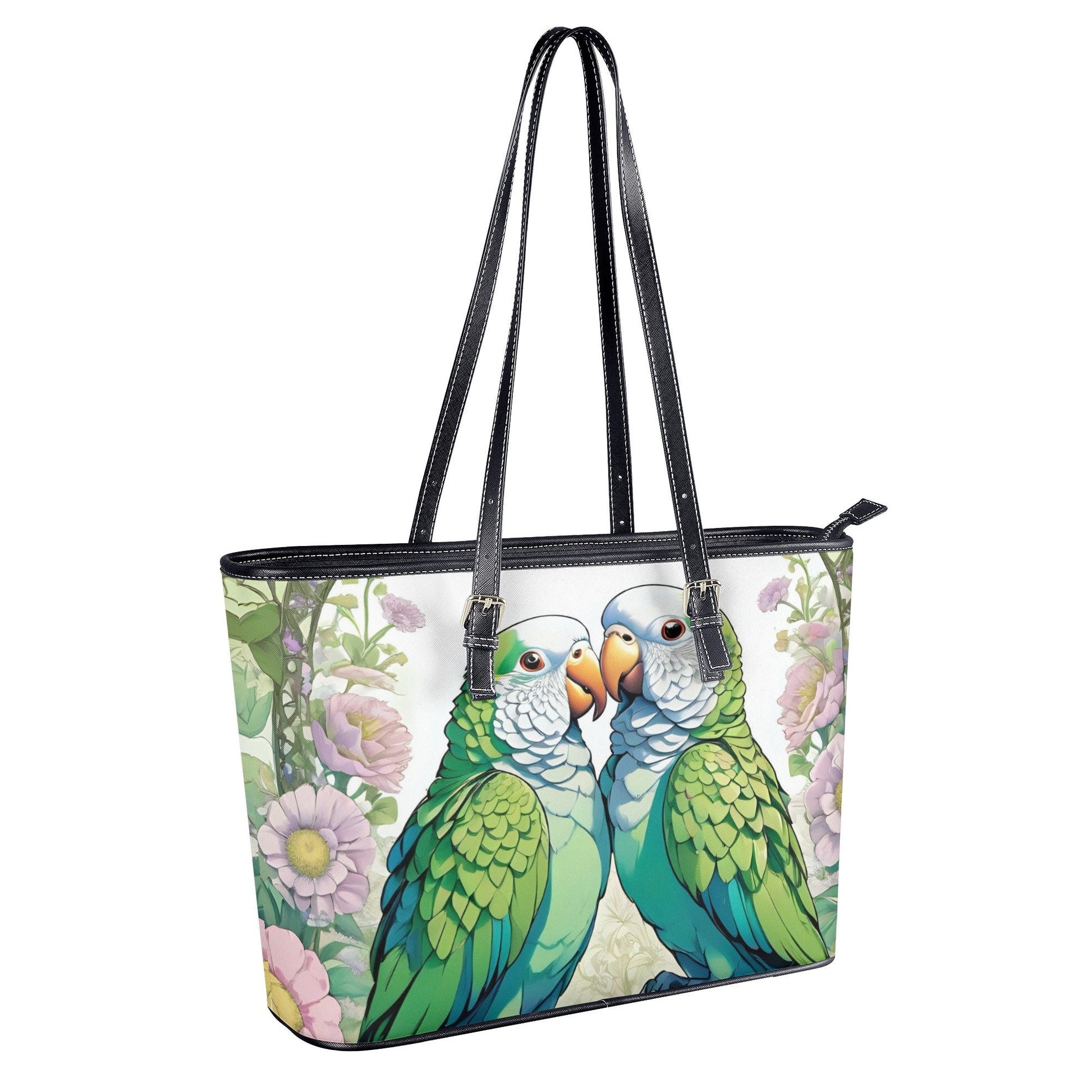 Quaker Parrot Fashion PU Tote Bags