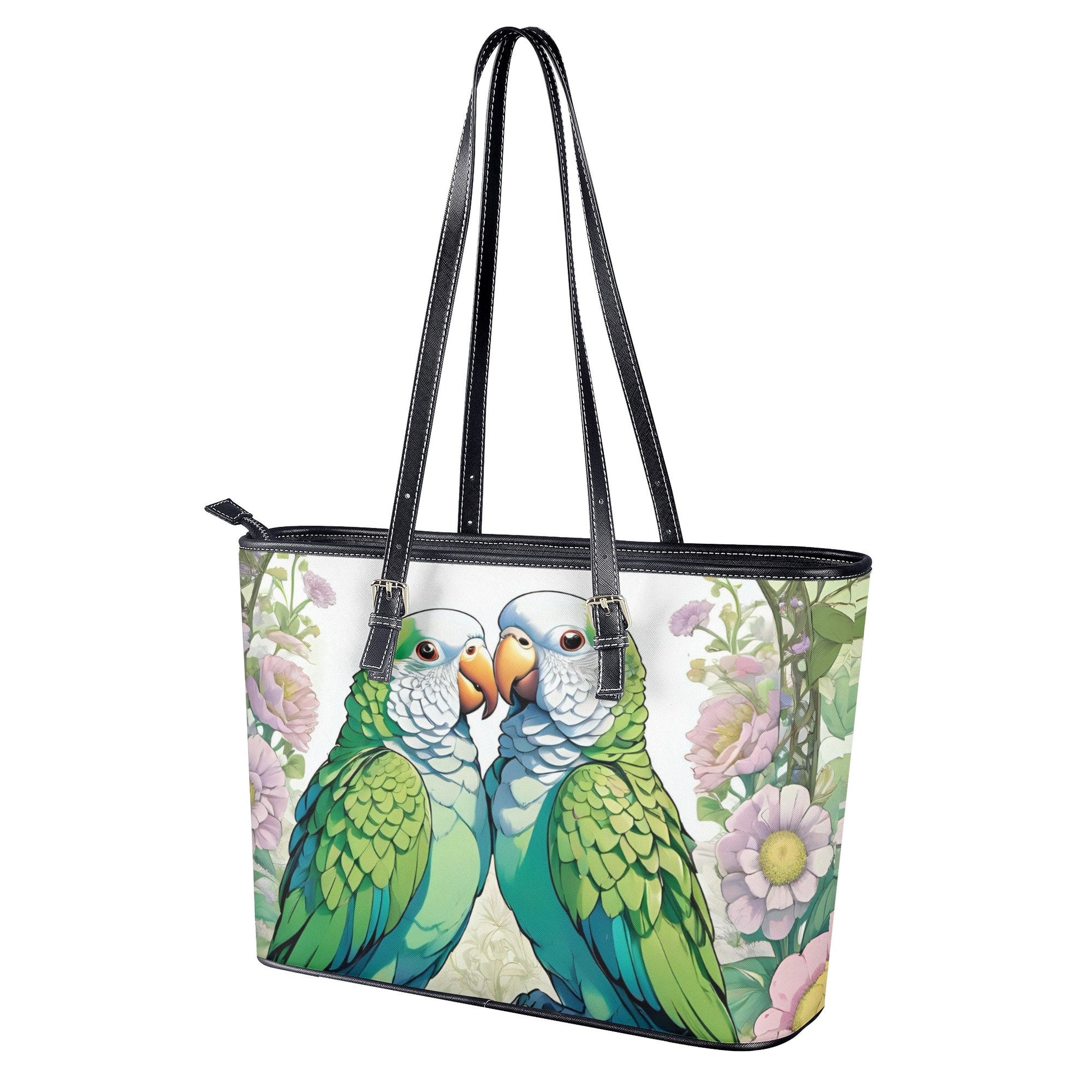 Quaker Parrot Fashion PU Tote Bags