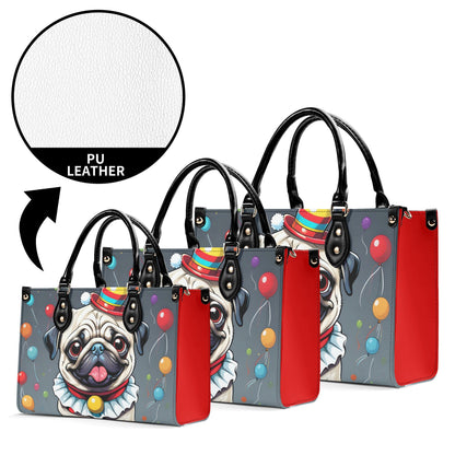 Clown Pug Luxury Women PU Leather Handbag