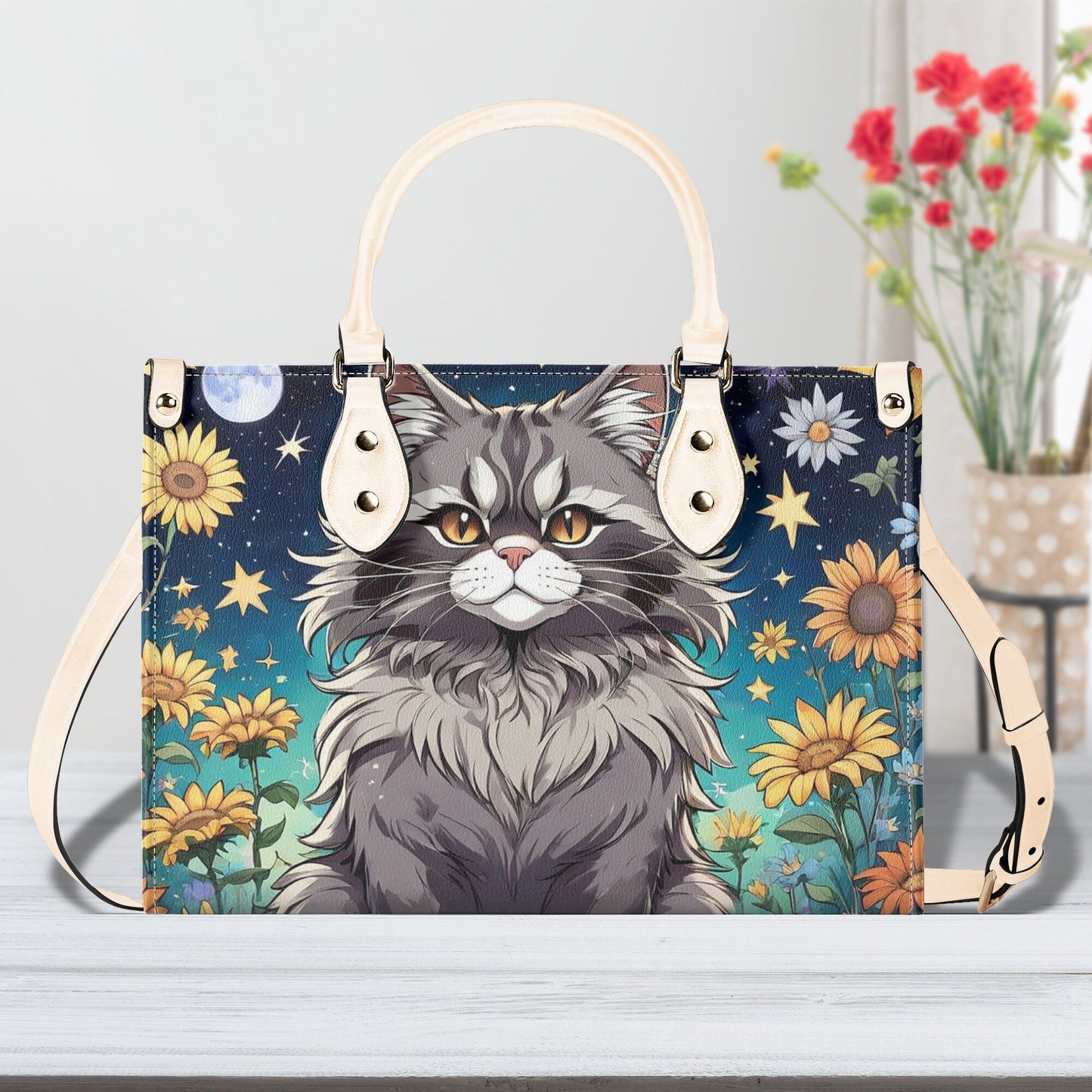 Mane Coon Cat Luxury Women PU Leather Handbag