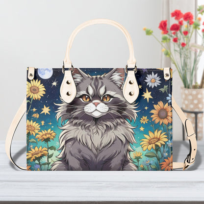 Mane Coon Cat Luxury Women PU Leather Handbag