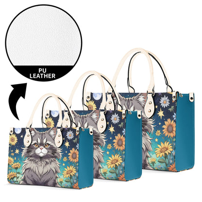 Mane Coon Cat Luxury Women PU Leather Handbag