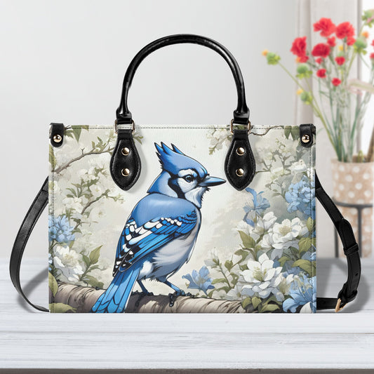 Blue Jay Bird Luxury Women PU Leather Handbag