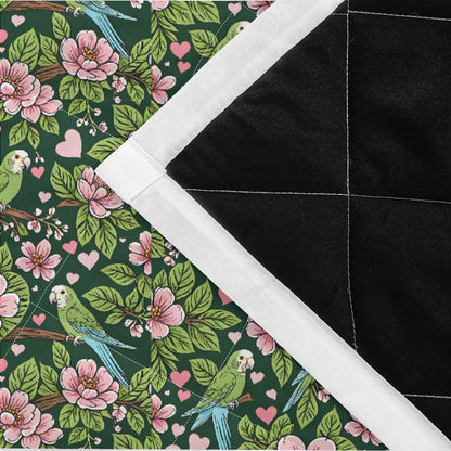 bird parrot Green Print Quilt Bedding Floral quilt