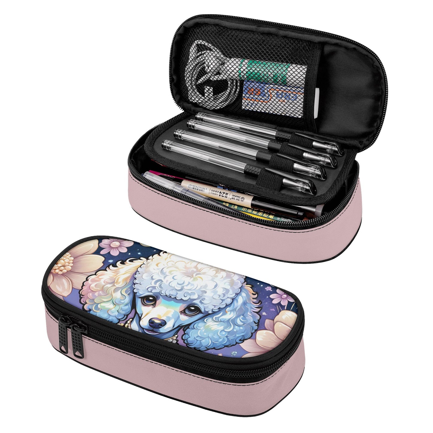 Poodle printed 3-Layer Pencil Case