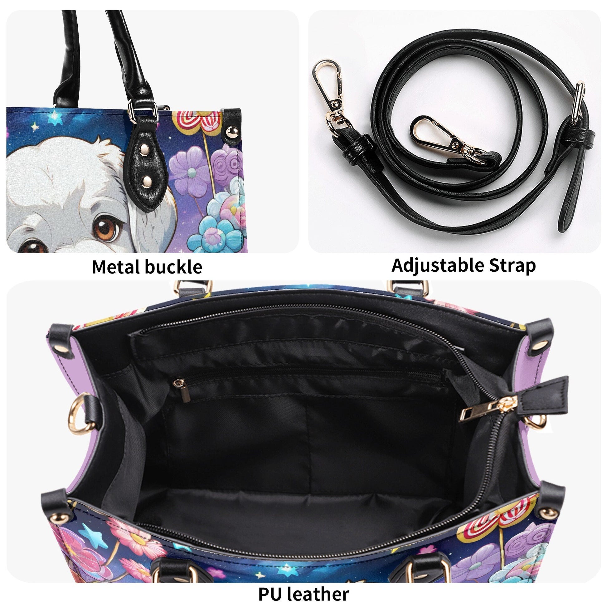 One Of A Kind Puppy Women PU Leather Handbag