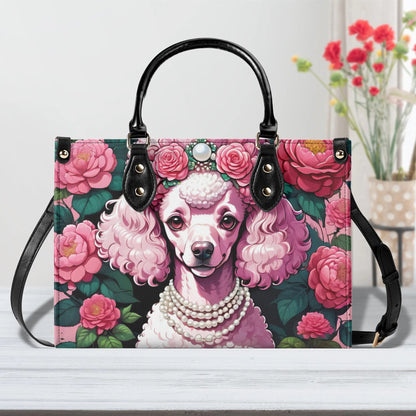 Pink Poodle Women PU Leather Handbag, Pink Poodle purse, Poodle Lover Gift