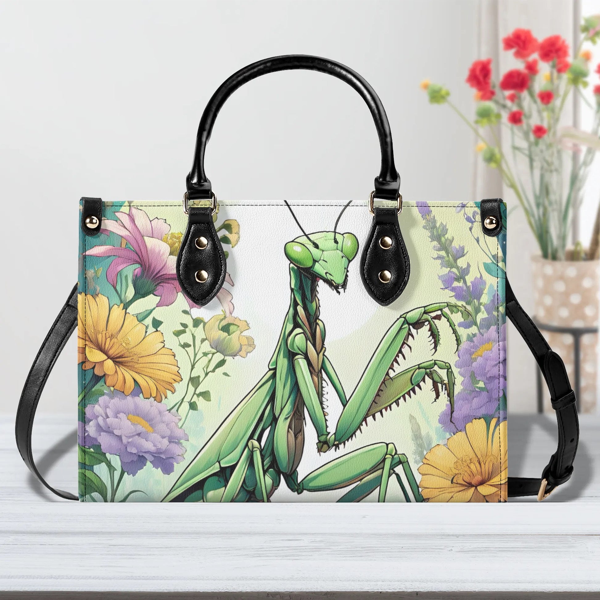 Praying Mantis Women PU Leather Handbag, Praying Mantis purse, Praying Mantis Lover Gift