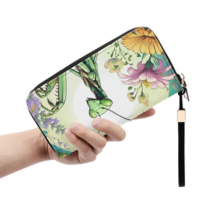 Praying Mantis Leather Zipper Wristlet Wallet