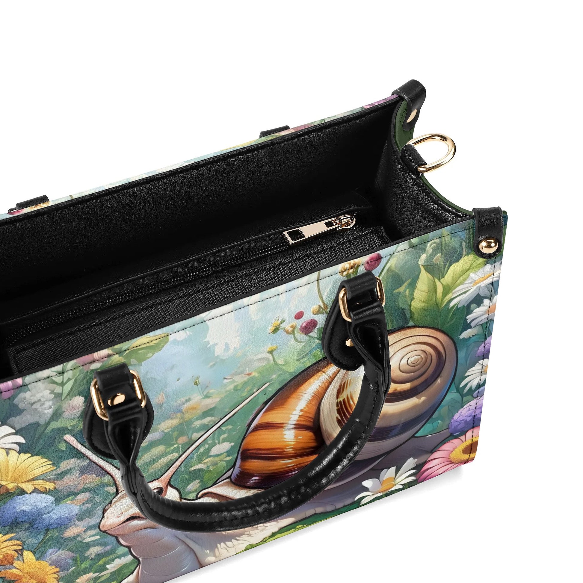 Cute snail Women PU Leather Handbag, cute snail purse, unique snail gift