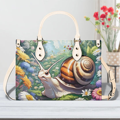 Cute snail Women PU Leather Handbag, cute snail purse, unique snail gift