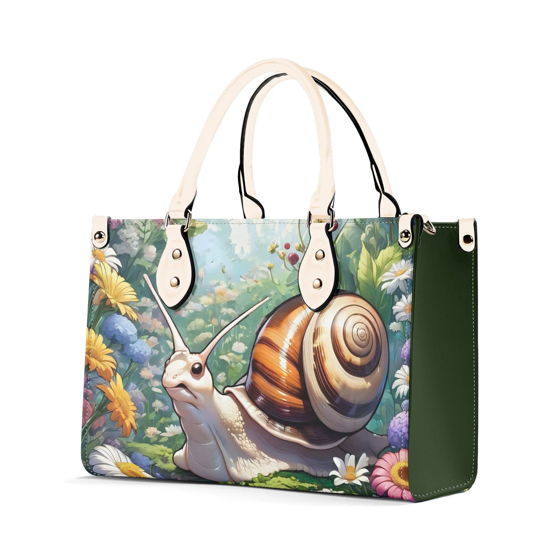 Cute snail Women PU Leather Handbag, cute snail purse, unique snail gift