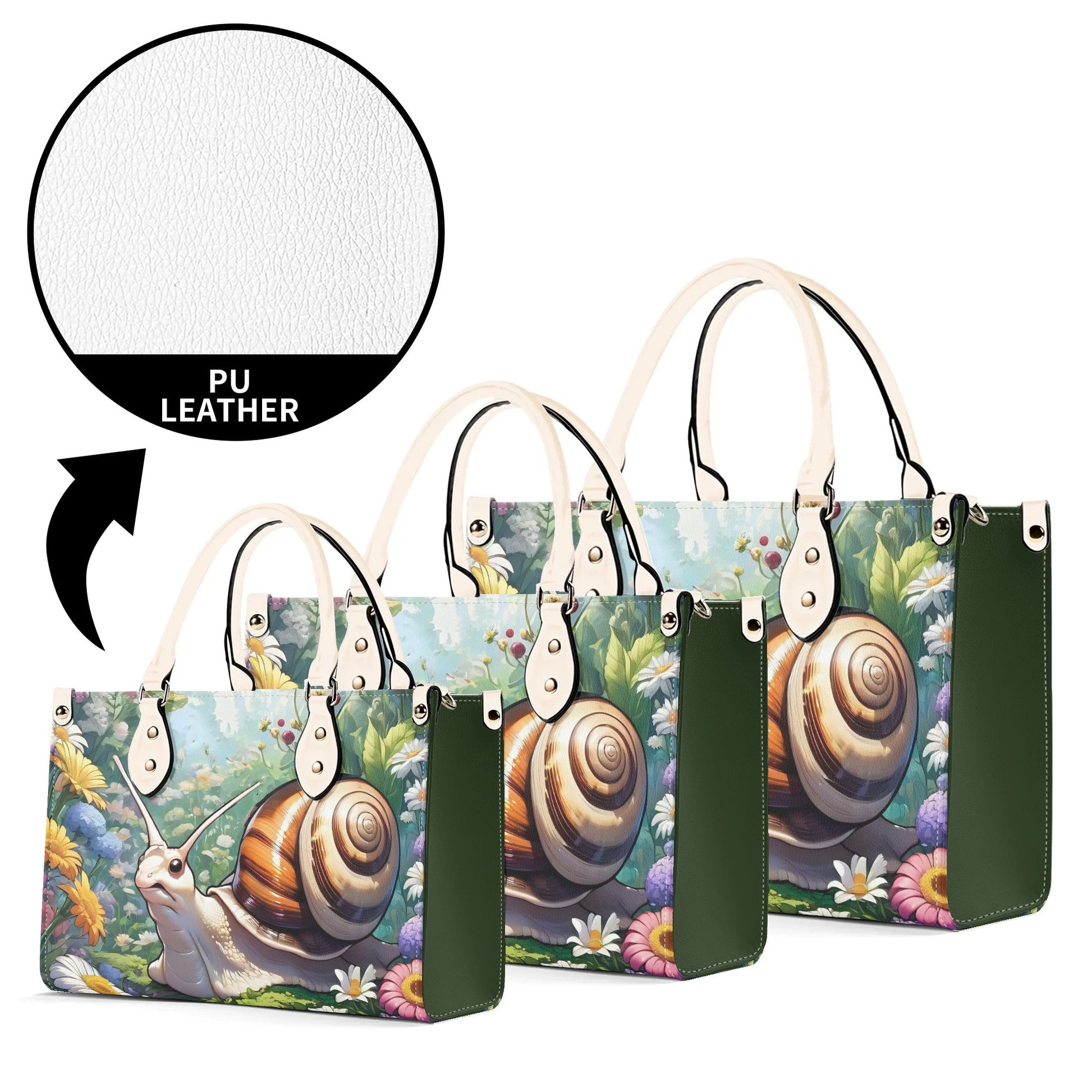 Cute snail Women PU Leather Handbag, cute snail purse, unique snail gift