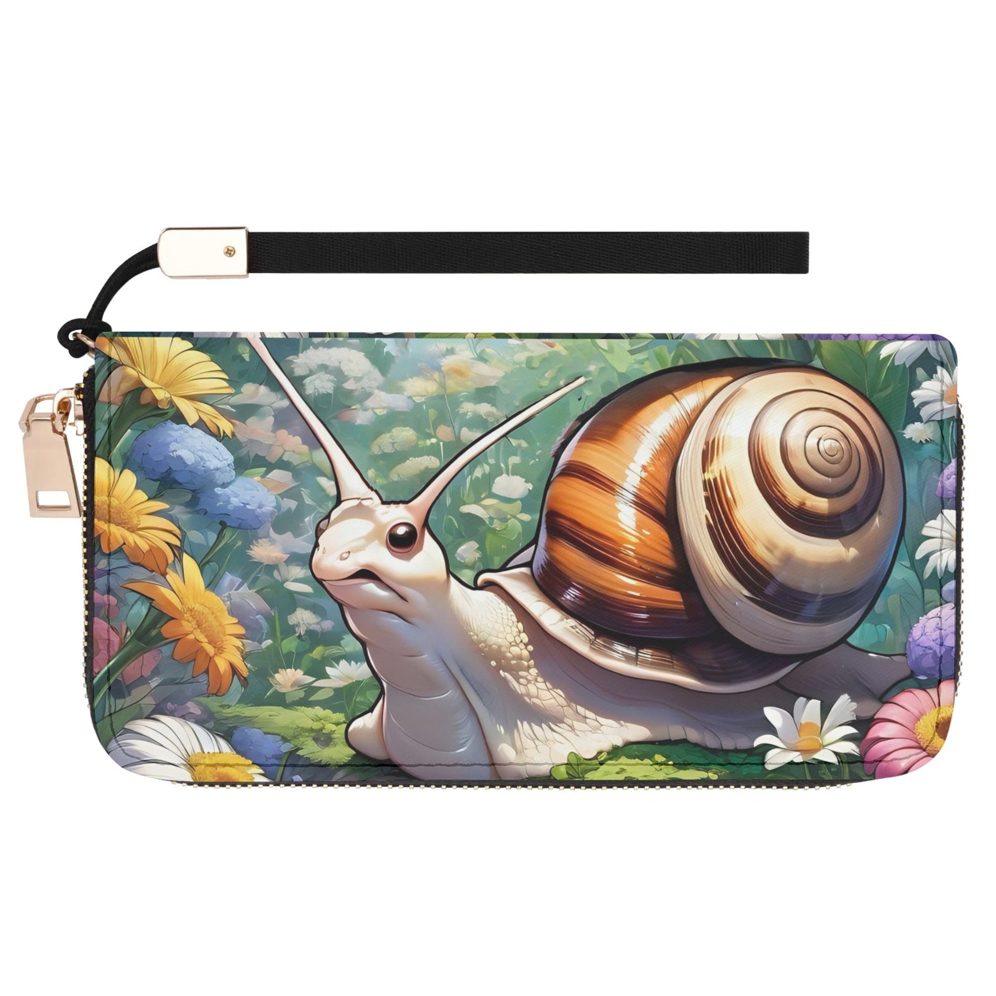 Snail Leather Zipper Wristlet Wallet