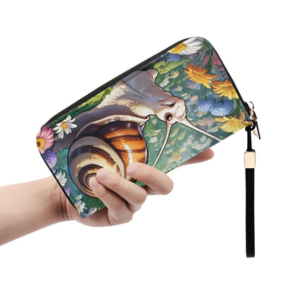 Snail Leather Zipper Wristlet Wallet