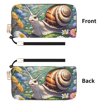 Snail Leather Zipper Wristlet Wallet