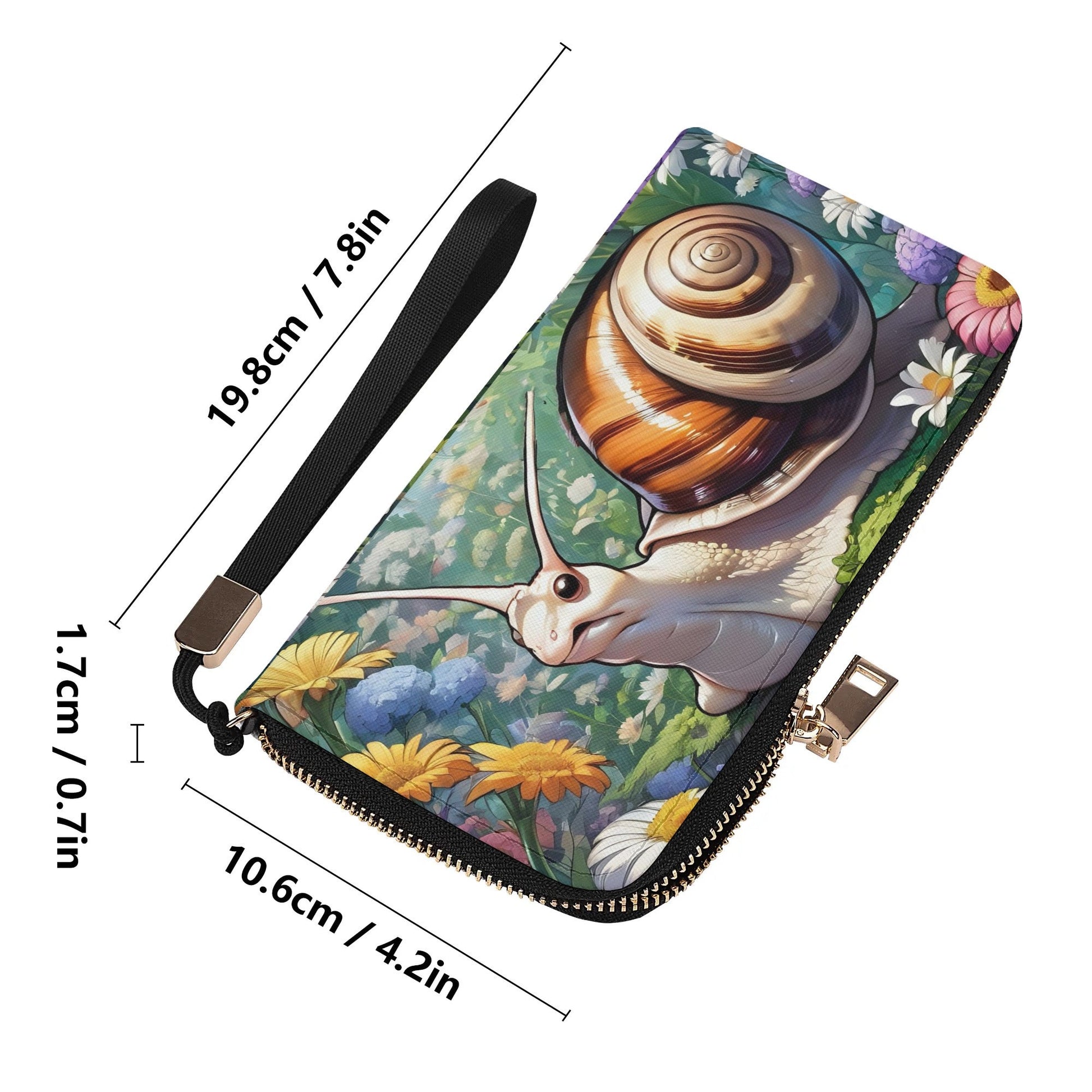 Snail Leather Zipper Wristlet Wallet