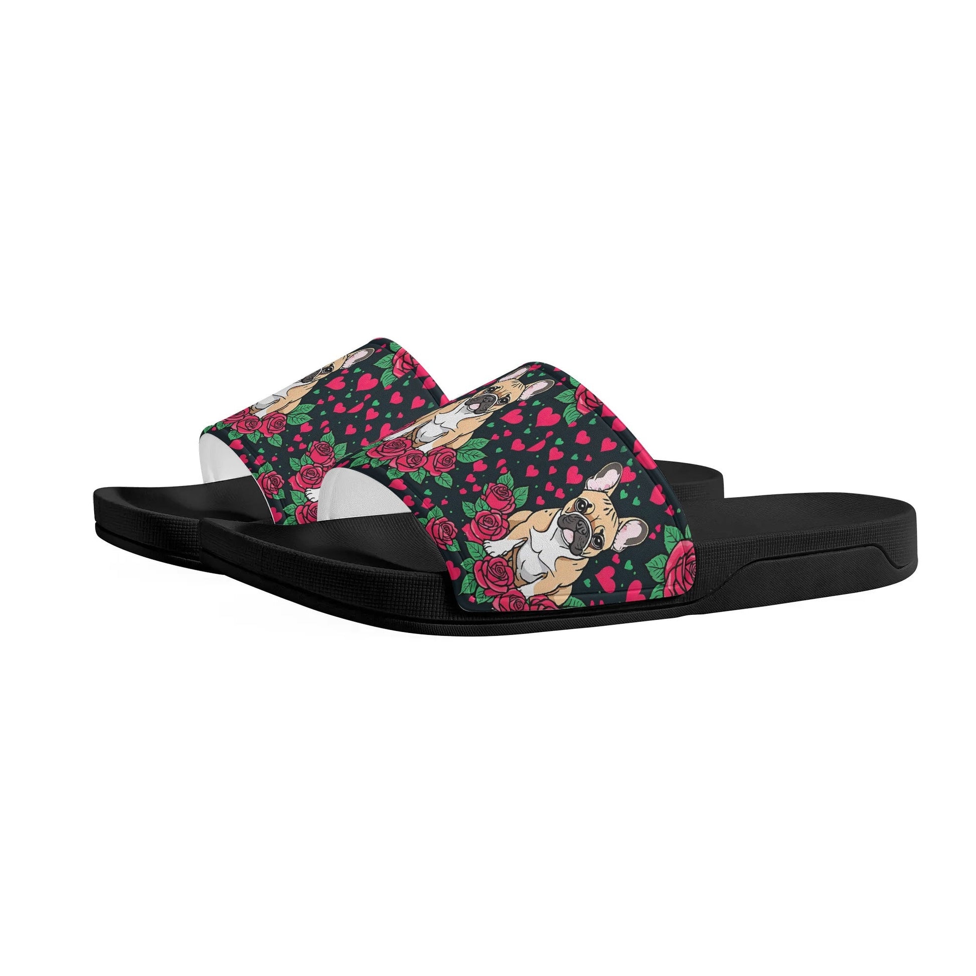 Frenchie Women's Slide Sandals, French Bulldog Flip Flops
