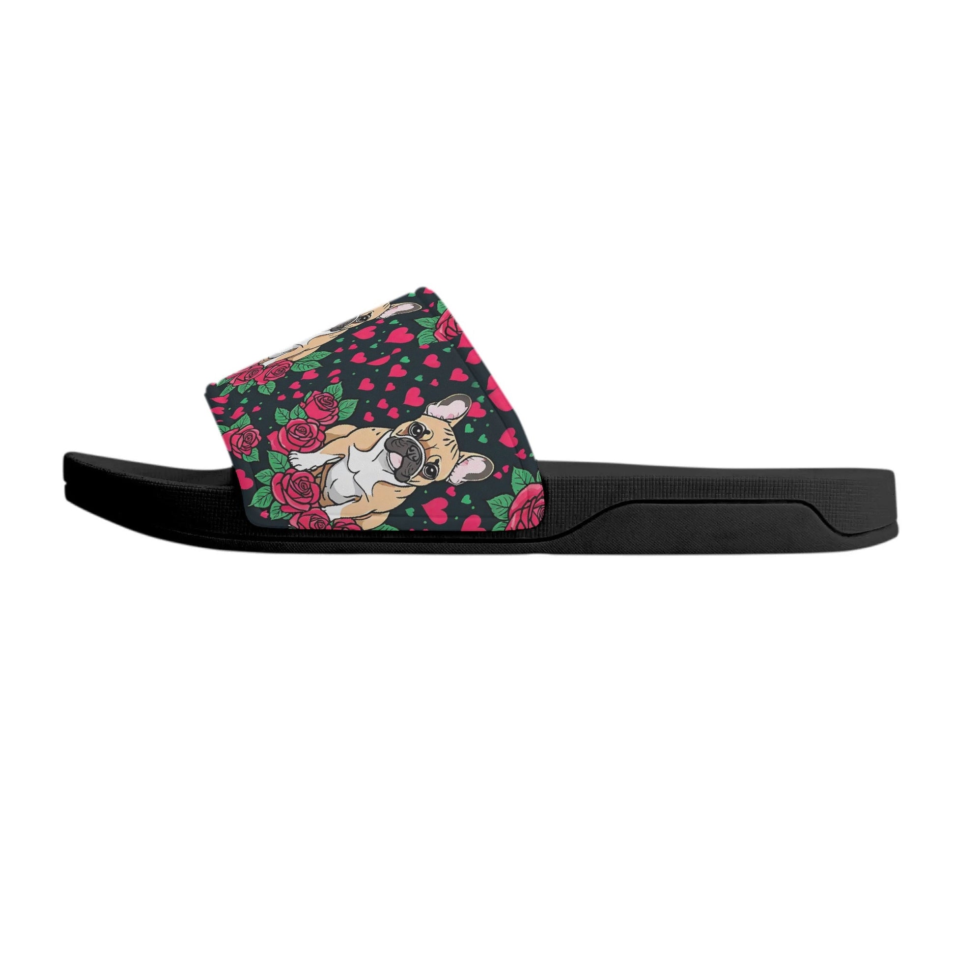 Frenchie Women's Slide Sandals, French Bulldog Flip Flops