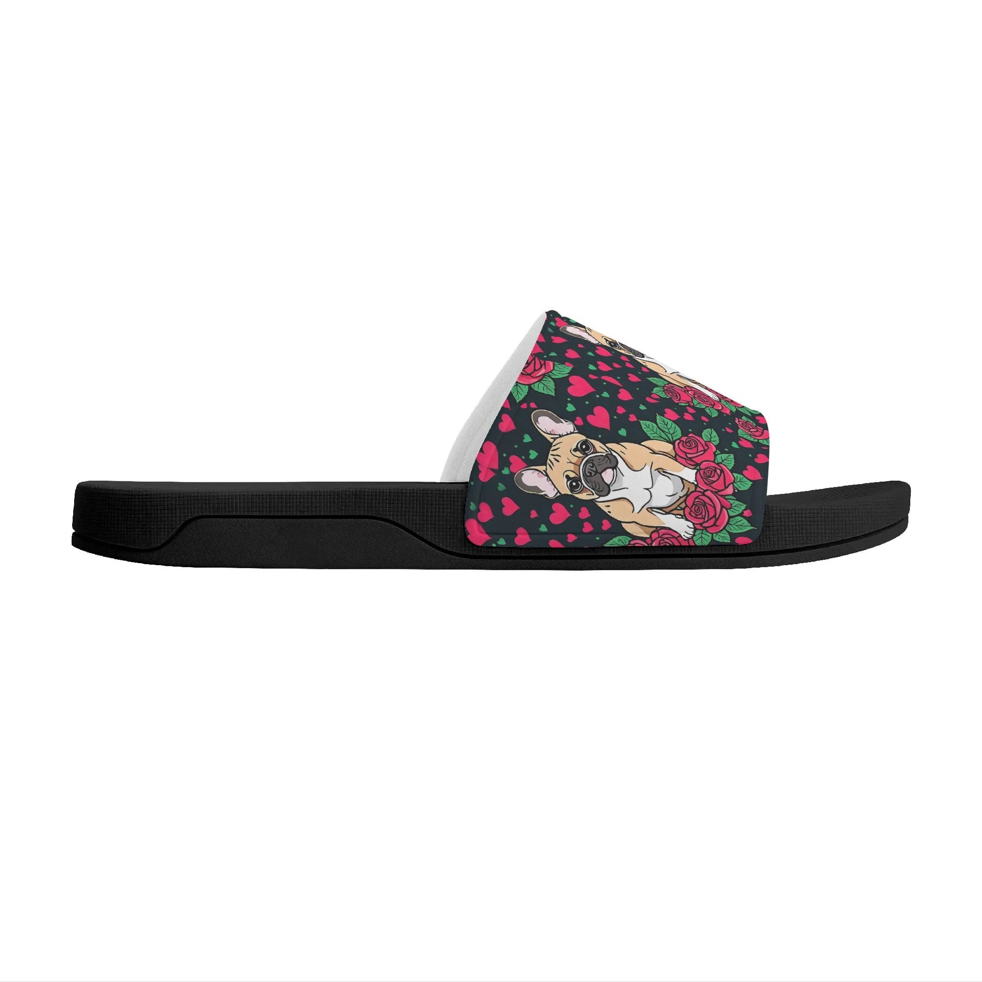Frenchie Women's Slide Sandals, French Bulldog Flip Flops