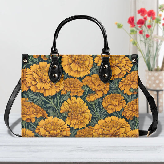 Marigold Women PU Leather Handbag, floral purse, marigold bag