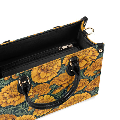 Marigold Women PU Leather Handbag, floral purse, marigold bag