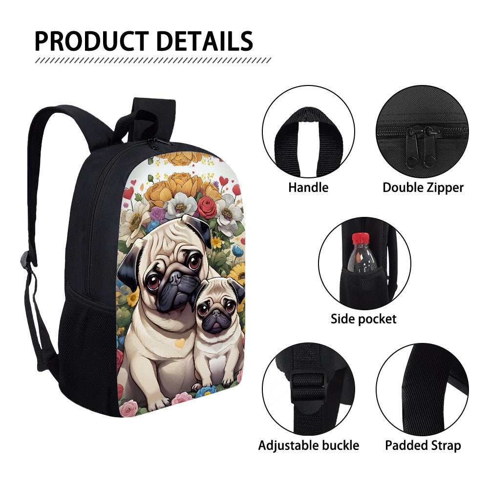 Pug School Backpack Pug School bag Pug lover backpack