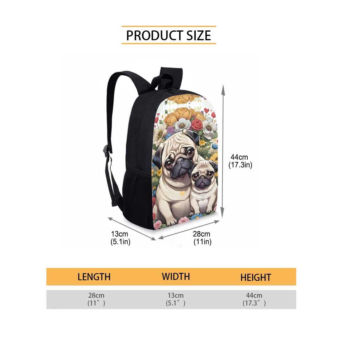 Pug School Backpack Pug School bag Pug lover backpack