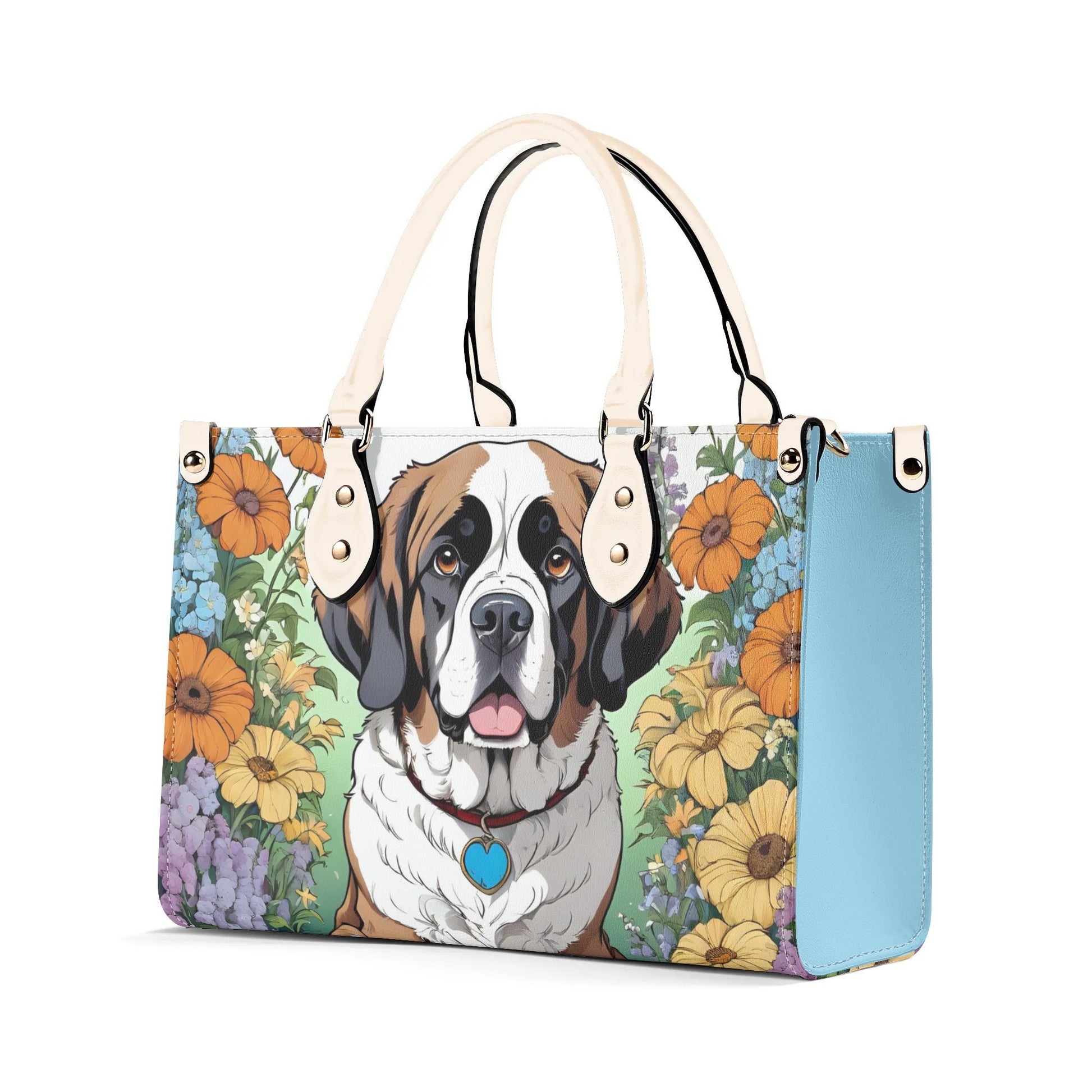 Saint Bernard Dog Women PU Leather Handbag