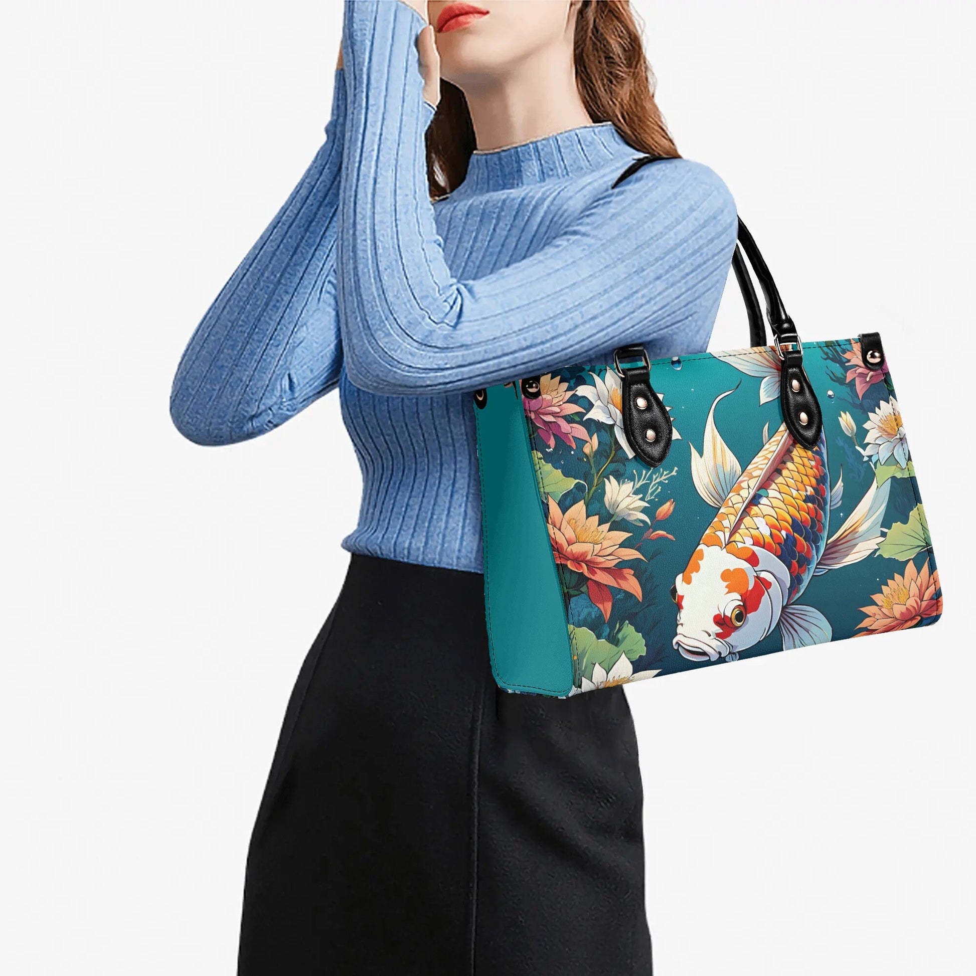 koi fish  Women PU Leather Handbag