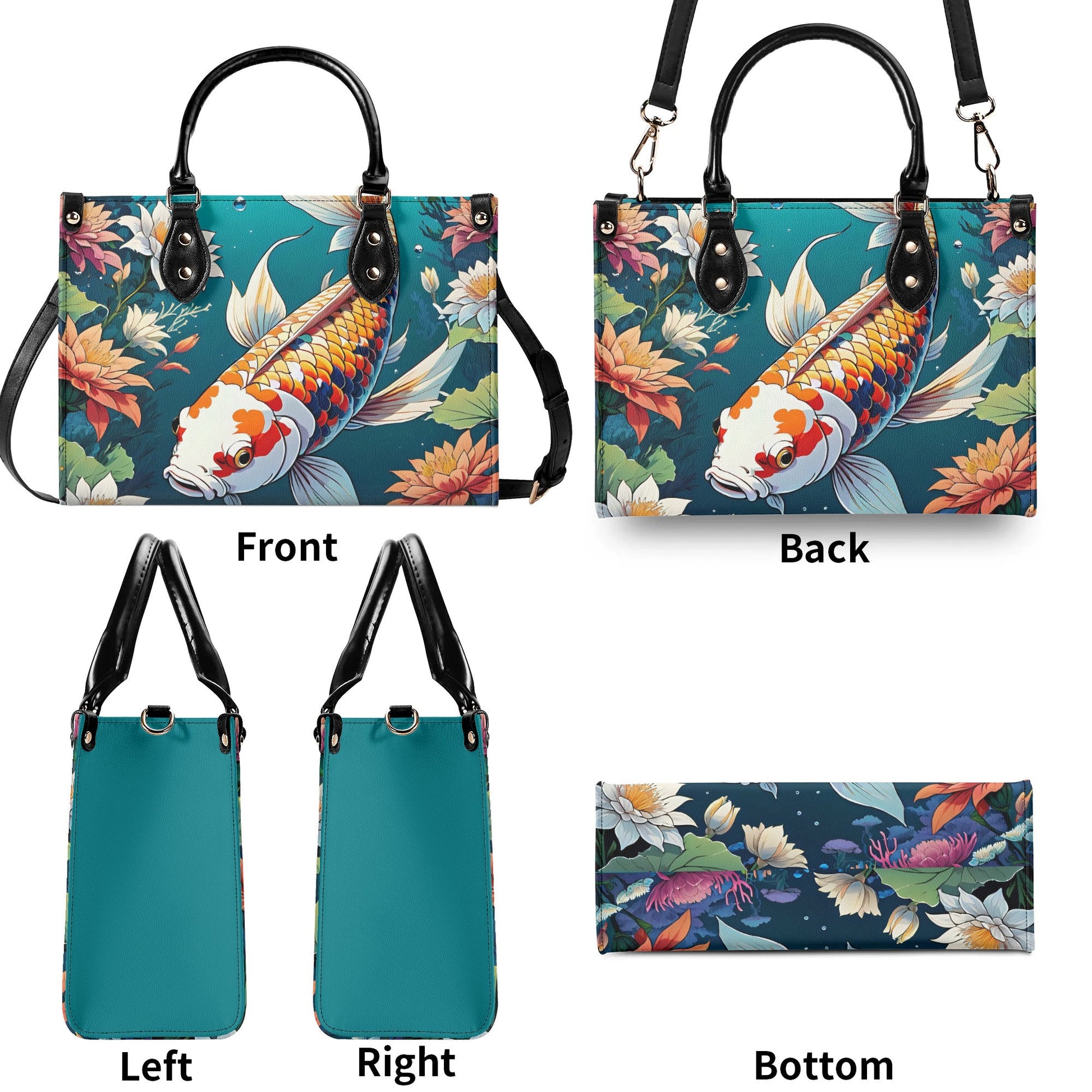koi fish  Women PU Leather Handbag