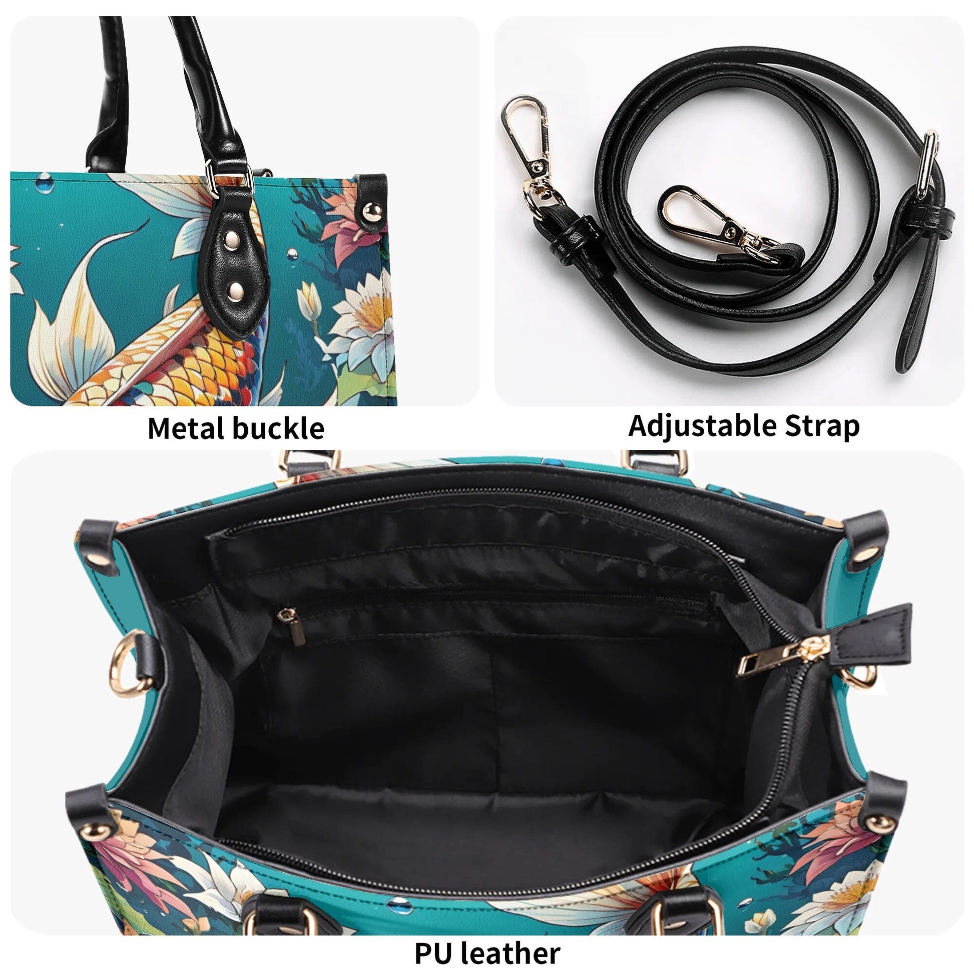 koi fish  Women PU Leather Handbag