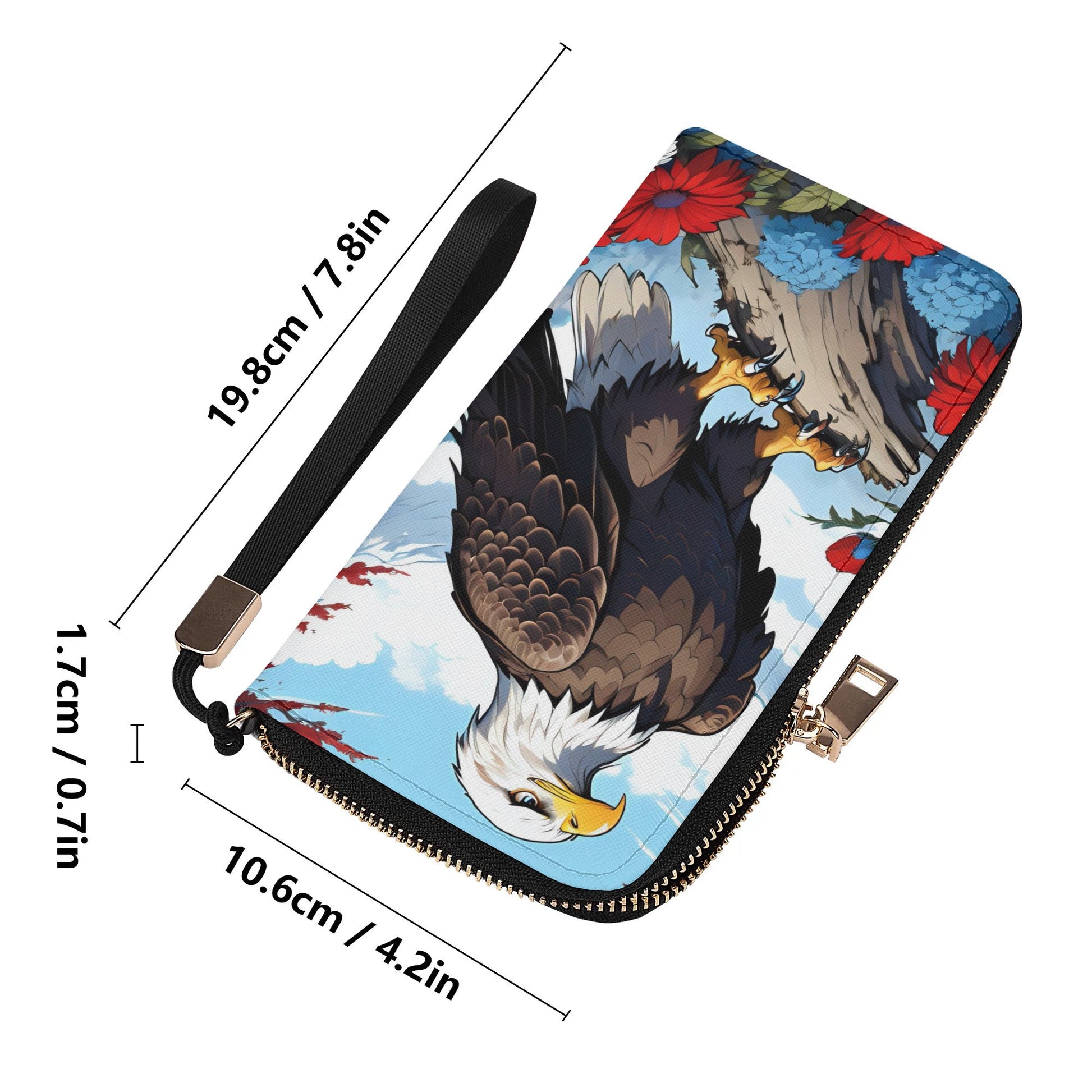 Bald Eagle Leather Zipper Wristlet Wallet