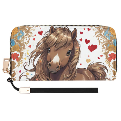 Shetland Pony Leather Zipper Wristlet Wallet