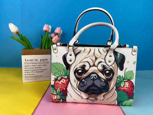 Pug Strawberry Bag Tote Purse